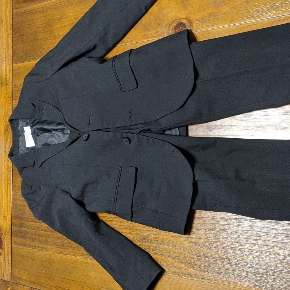 Zara Boys Black Wool Two Piece Suit Size 8